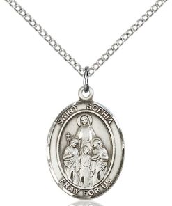 St Sophia Medal - Sterling Silver with 20 in. Chain - Engravable (#81498)