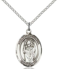 St Stanislaus Medal - Sterling Silver with 18 in. Chain - Engravable (#81499)