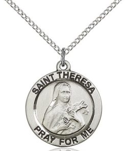 St Theresa Medal - Sterling Silver - Medium, Engravable