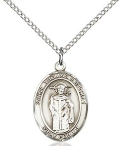 St Thomas A Becket Medal - Sterling Silver with 18 in. Chain - Engravable (#81517)