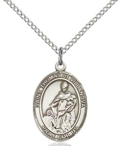 St Thomas Of Villanova Medal - Sterling Silver with 18 in. Chain - Engravable (#81523)