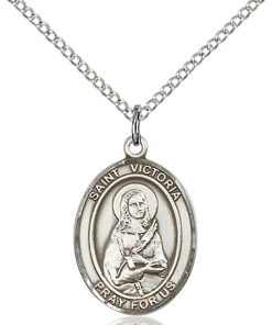 St Victoria Medal - Sterling Silver with 20 in. Chain - Engravable (#81539)