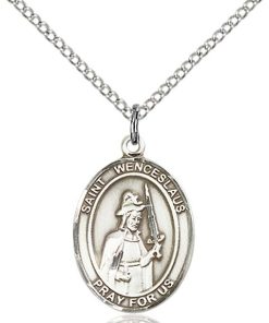 St Wenceslaus Medal - Sterling Silver with 18 in. Chain - Engravable (#81551)