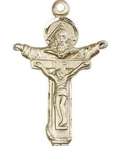 14kt Gold Trinity Crucifix Medal #87611