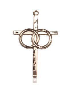 14kt Gold Wedding Rings Cross Medal #87271