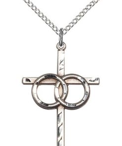 Sterling Silver Wedding Rings Cross Necklace #87272